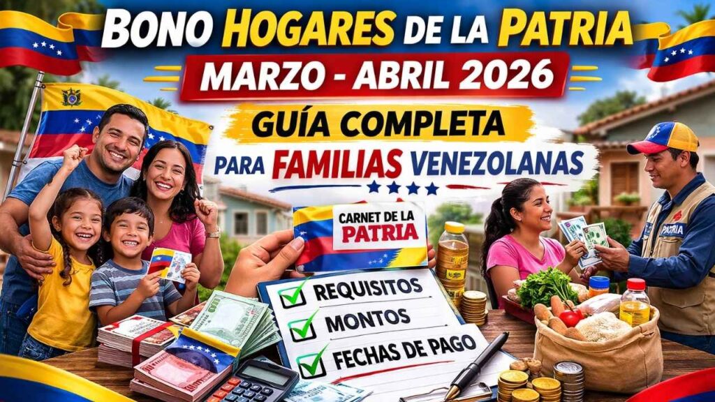 Bono Hogares de la Patria marzo abril 2026: guía completa para familias venezolanas