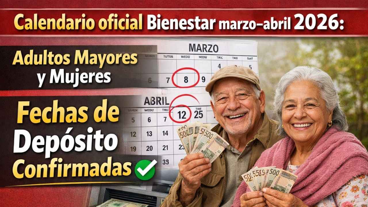 Calendario oficial Bienestar marzo–abril 2026: adultos mayores y mujeres, fechas de depósito confirmadas