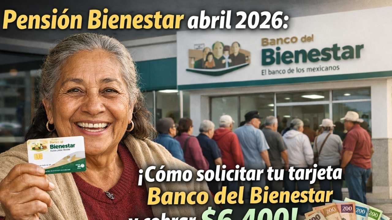 Pensión Bienestar abril 2026: cómo solicitar tu tarjeta Banco del Bienestar y cobrar $6,400