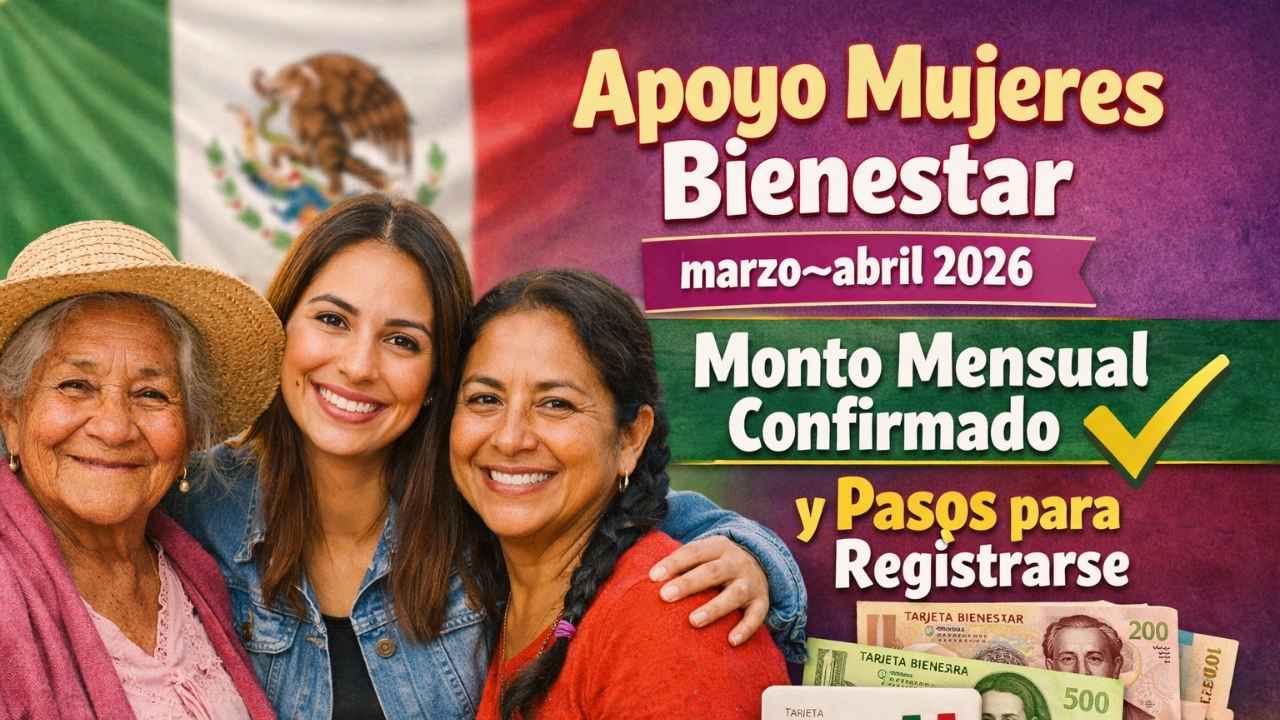 Apoyo Mujeres Bienestar marzo–abril 2026: monto mensual confirmado y pasos para registrarse